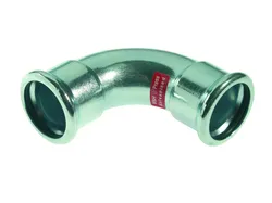 Persbocht 90°, staal, 15mm FF, verwarming, VSH XPress Staalverzinkt C1408